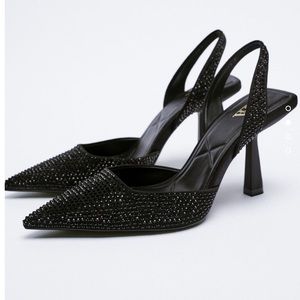 Zara black sparkly rhinestone heels